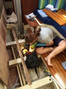 Replumbing the fridge drain leads to cleaning the bilge. Go figure...